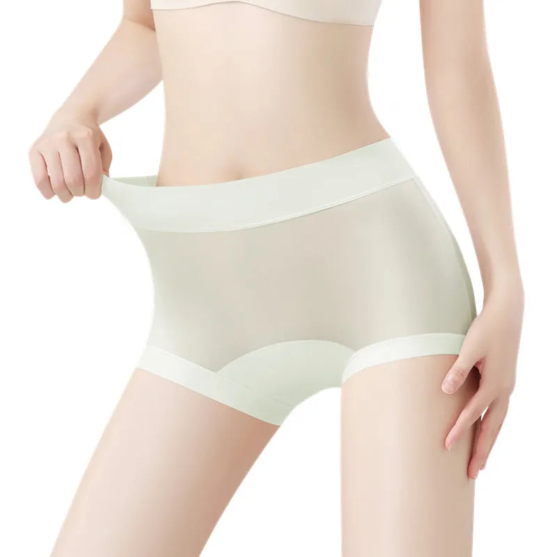 Soft Sexy Breathable Women's Panties Comfortable No Trace Thin Underwear Ice Silk Underwear High Waist Boxer Pants Intimates