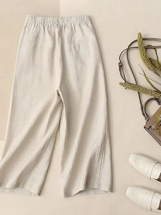 Summer Thin Wide Leg Pants Elastic Waist Loose Fit Mom Jeans  Color Casual High Waist Korean Style Commute Wind