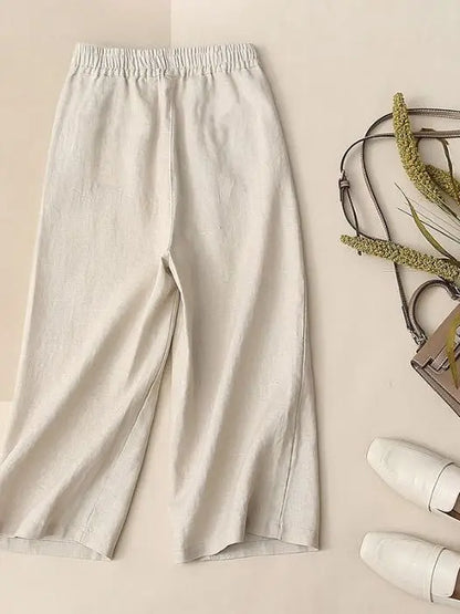 Summer Thin Wide Leg Pants Elastic Waist Loose Fit Mom Jeans  Color Casual High Waist Korean Style Commute Wind