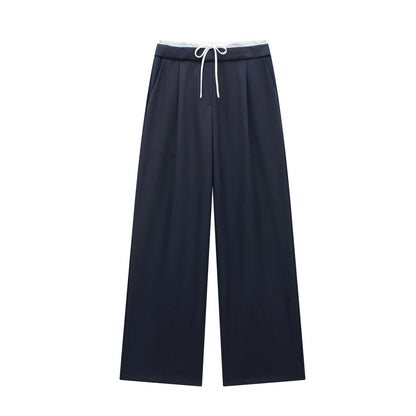 MUJER 2025 Wide Leg Pants for Women High Waist Baggy Pants Woman Summer Pleated Loose Pants Women Streetwear Tied Woman Trousers