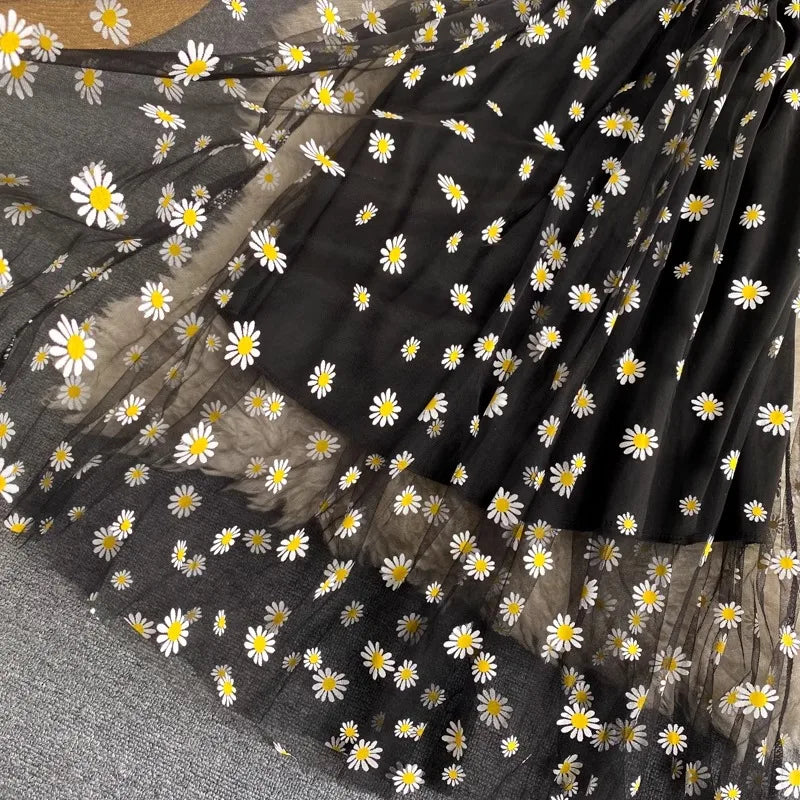 Women Dress 2026 New Summer Fashion Fairy Mesh Party Dress Korean Pop Floral Print Vacation Beach Dress Streetwear Sundress