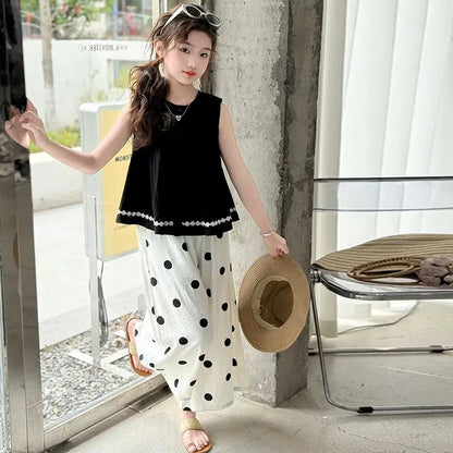 Children's Costumes Girl Outfit 2025 Kids Clothes Girls Summer Clothing T-shirt Elementary Sets Korean Teen Sets for Children