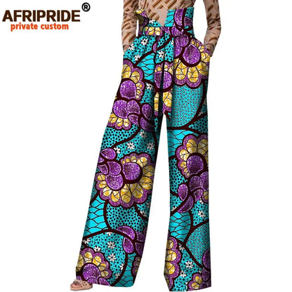 2026African Pants for Women Plus Size Wear Trousers Customzied High Waist Full Length Back Zipper Pants with Sashes A1821002