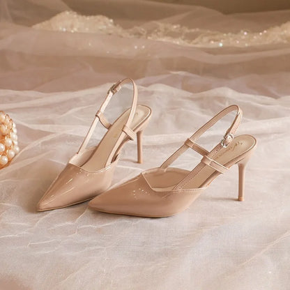 2025 Women New Plus Size Heel Sandals Women sexy elegant Leather Pumps Ladies Retro Brand Buckle Rome High Heels Shoes Mules