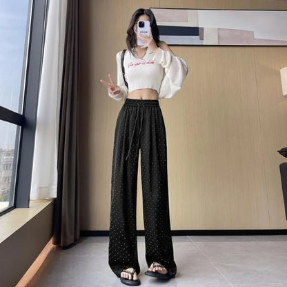 Ladies Summer High Waist Wide Leg Fashion Simplicity Elegant Trend Street Casual New Style Fashionable Temperament Pants