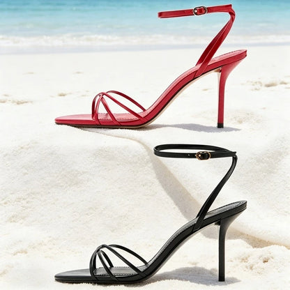 Concise Style Ankle-Strap Heeled Sandals Women Sexy Open-Toe Cross-tied Slingback High Heels for Ladies Elegant Party Dress Shoe