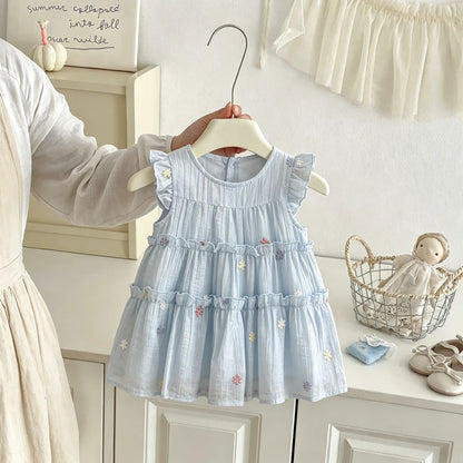 Baby Dress Summer Flower Mesh Cute Girls' Dress Cute Beach Princess Children's Dress Baby Girl Clothing