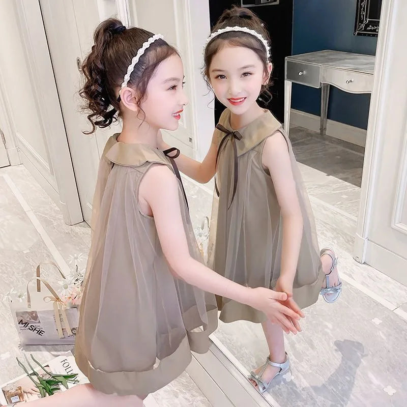 Princess Dress for Little Girls with Doll Collar and Tulle Skirt Casual Dresses Girl Kid's Women's Summer Tweens Clothing Kids