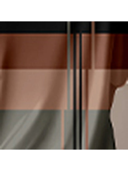 Summer casual women's plus size commuting color set, coffee striped twisted top+hanging black pants two-piece set