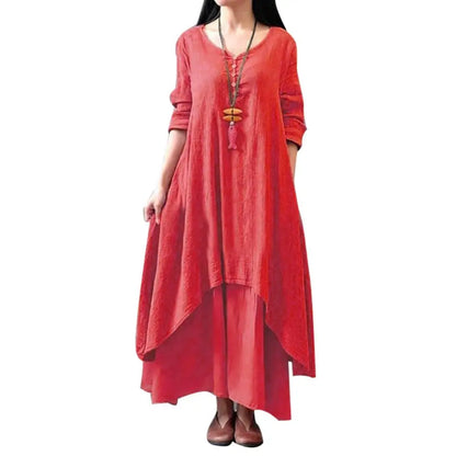 Winter Summer Long Dress Women Long Sleeve Loose V-neck Elegant Dresses Party 2023 New Vintage Chinese Style Dress