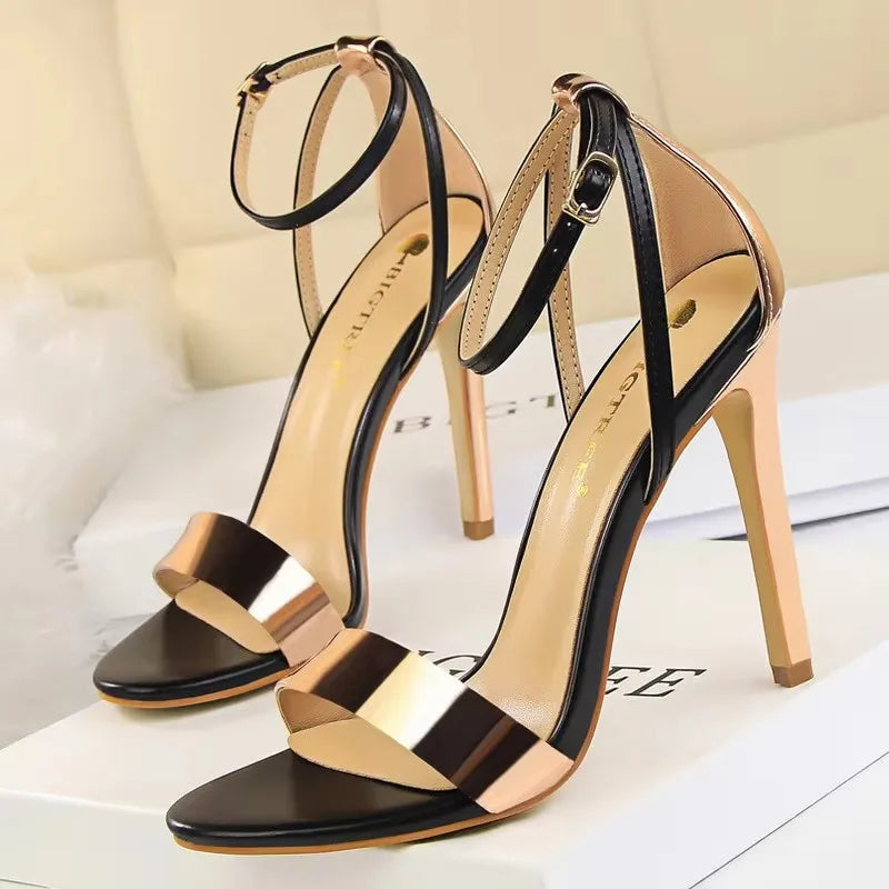 BIGTREE Shoes Pu Leather High Heels 2026 New Women Heels Sexy Stiletto Heels 11 Cm Party Shoes Color Matching Women Sandals