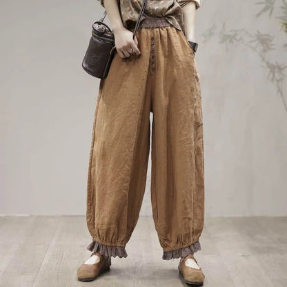 Cotton Linen Pants Women Lantern Pants Vintage Harajuku Korean Fashion Elastic Waist Trousers Women Loose Casual Gothic Clothes