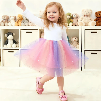 K-Pop Hunters Rumi Baby Girls Dress Children Cartoon Mesh Star Sequins Princess Dress Kids Flying Sleeve Skirt For Birthday Gift