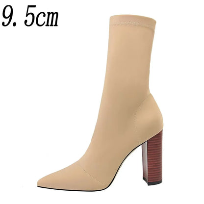 2026 New Socks Boots Fashion Ankle Boots For Women Boots Balck Pointed Toe Elastic Heels Shoes Fetish Autumn Winter Female Shoes