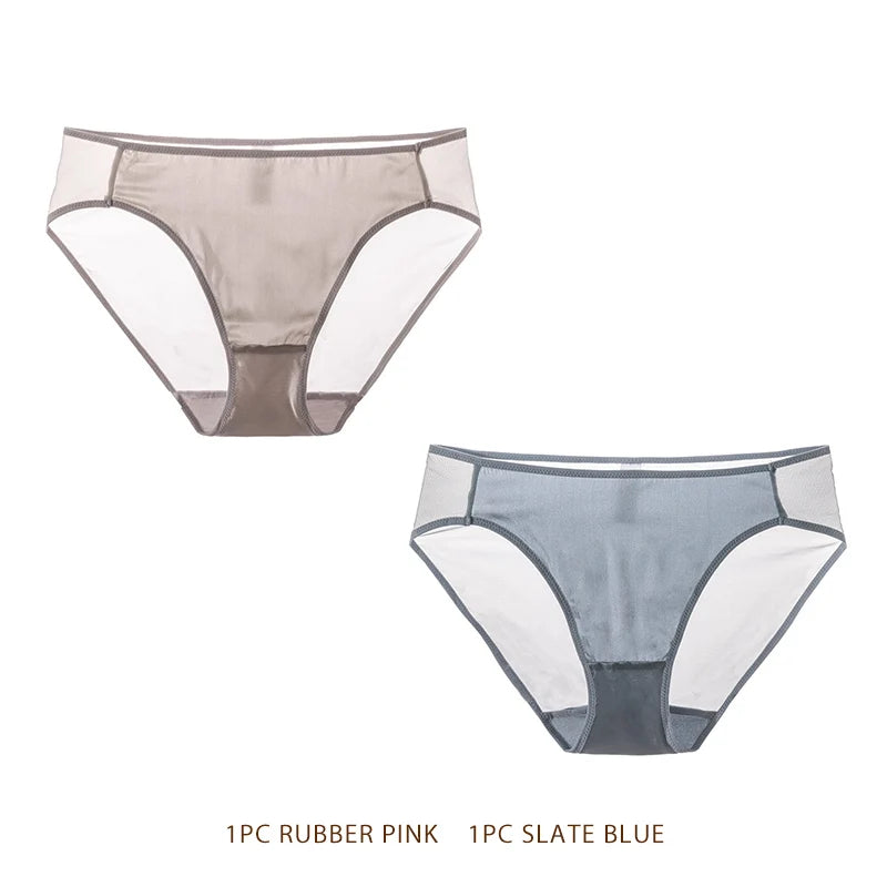 SuyaDream Women Panties 100% Natural silk Lining Meshes Briefs Underwear Health Underpants 2023 New Everyday wear Intimates