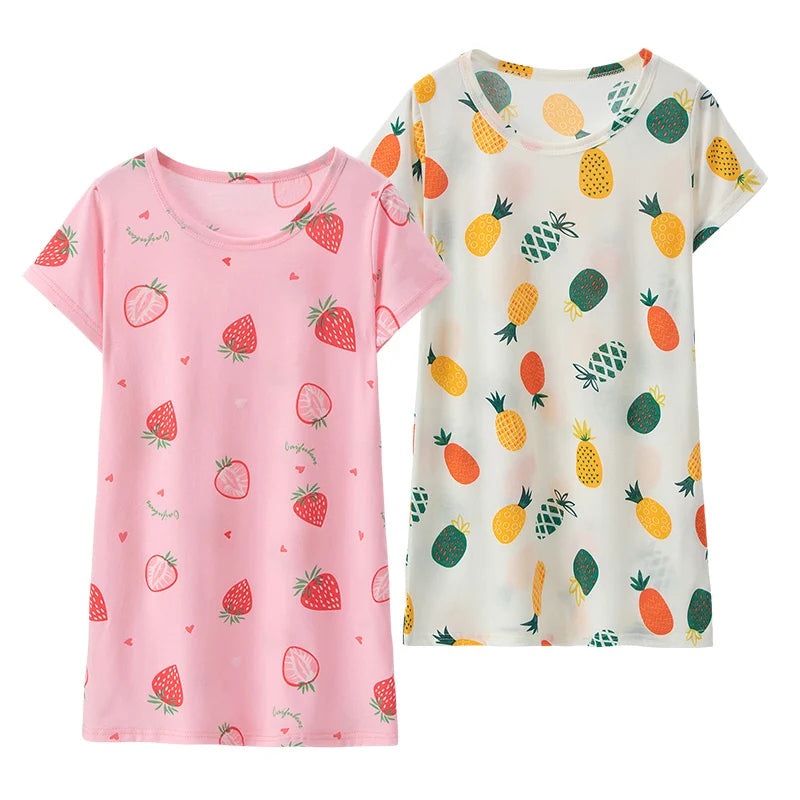 1/2 Pcs Children's Sweet And Lovely Dress Girl Casual And Comfortable Joker Round Neck Knee Skirt Sister Princess Home Dress