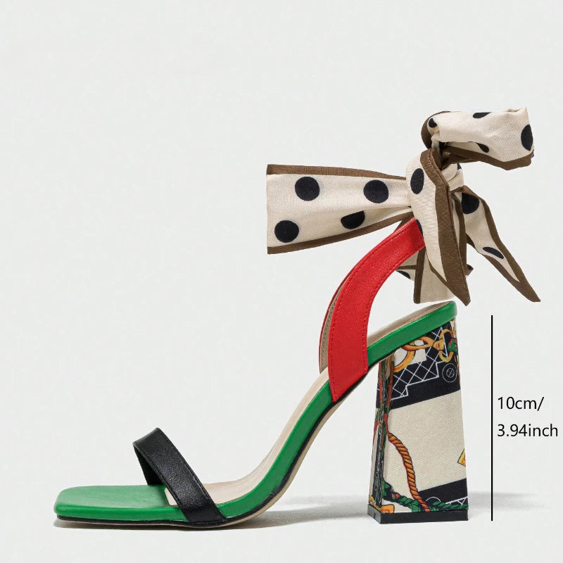 Butterfly Knot Decoration Super High Heel Sandals Women Sexy Open Toe Chunky Pumps Women Summer Slingbacks Elegant Women's Shoes