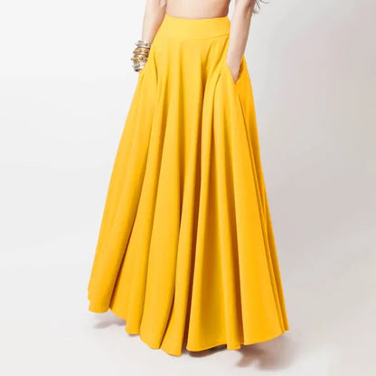 2025 Spring Women's Skirt Black Comfortable Temperament Pleated Fashion Casual Elastic Waist Red Long Skirt for Female