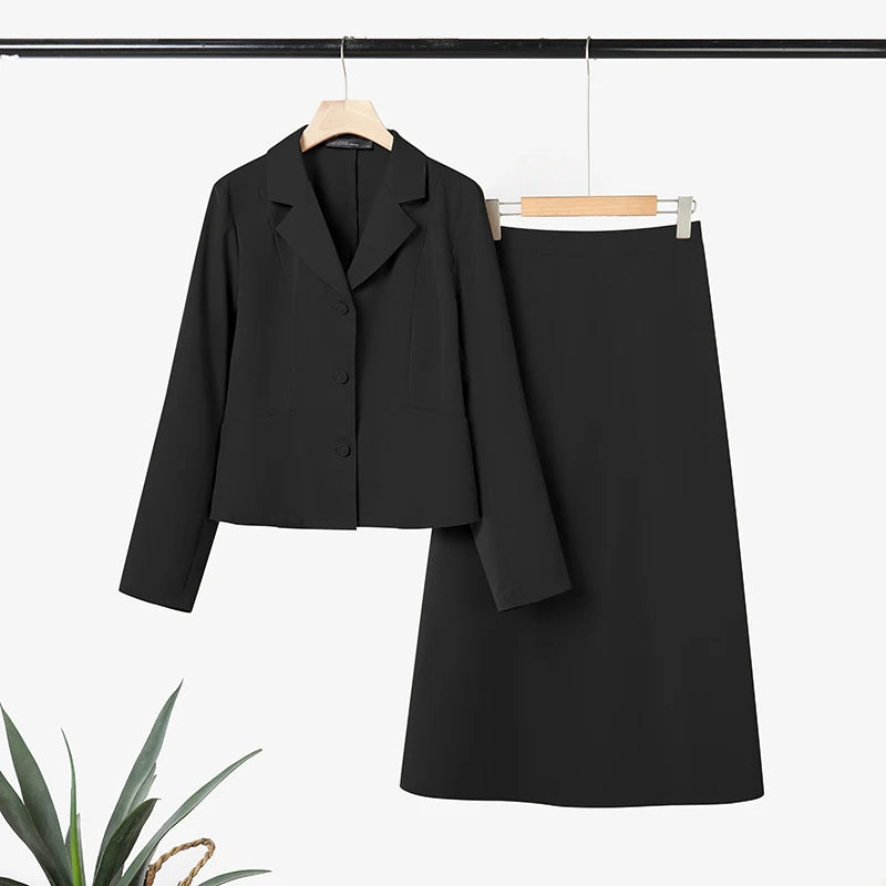 2026 ZANZEA Spring Lapel Neck Long Sleeve Shirt Dress Sets Office Women 2 Pieces Sets Stylish Solid OL Outfits A Line Skirt Suit