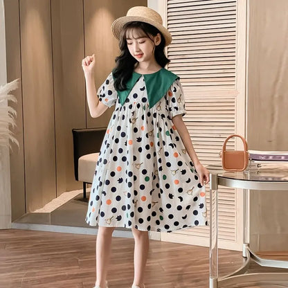 Cotton Princess Dress with Stylish Floral Print Sets for Children Luxury Girls Tweens Clothing Clothes 10 12 Years Children's 11