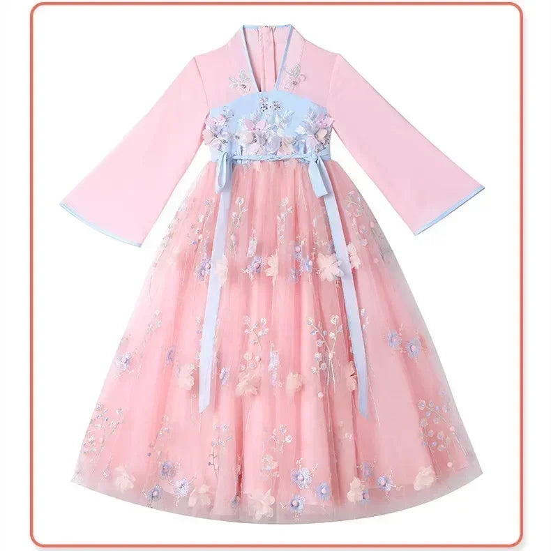 Summer Party Costume Girl Dresses Vintage Kids Clothes Vestido Casual Baby Chinese Hanfu Cosplay Children Princess Girls Dress