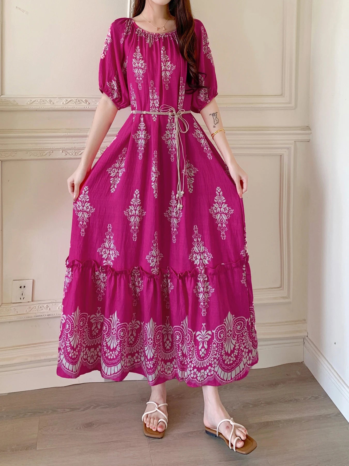 Women's Summer Dresses Casual Short Sleeve Crewneck Dress