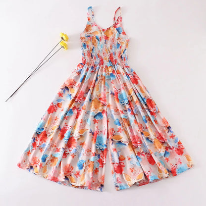 Summer Wide Leg Jumpsuits Kids Bottom Fashion Girls Rompers Beach Outfits Casual Body Suit Children Clothes One Pieces Playsuits