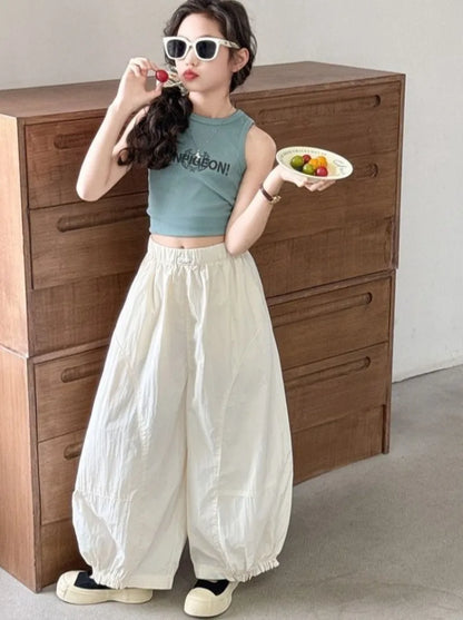 Girls' Summer Harem Pants 2026 Trendy Lightweight Casual Kids' Pants 5-12 Years