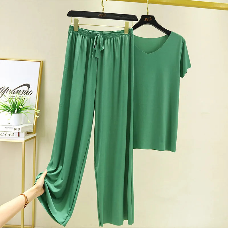 two piece set women top and pants Summer 2 piece sets womens outfits vacation 2026 new collection wide leg pants elegant casual