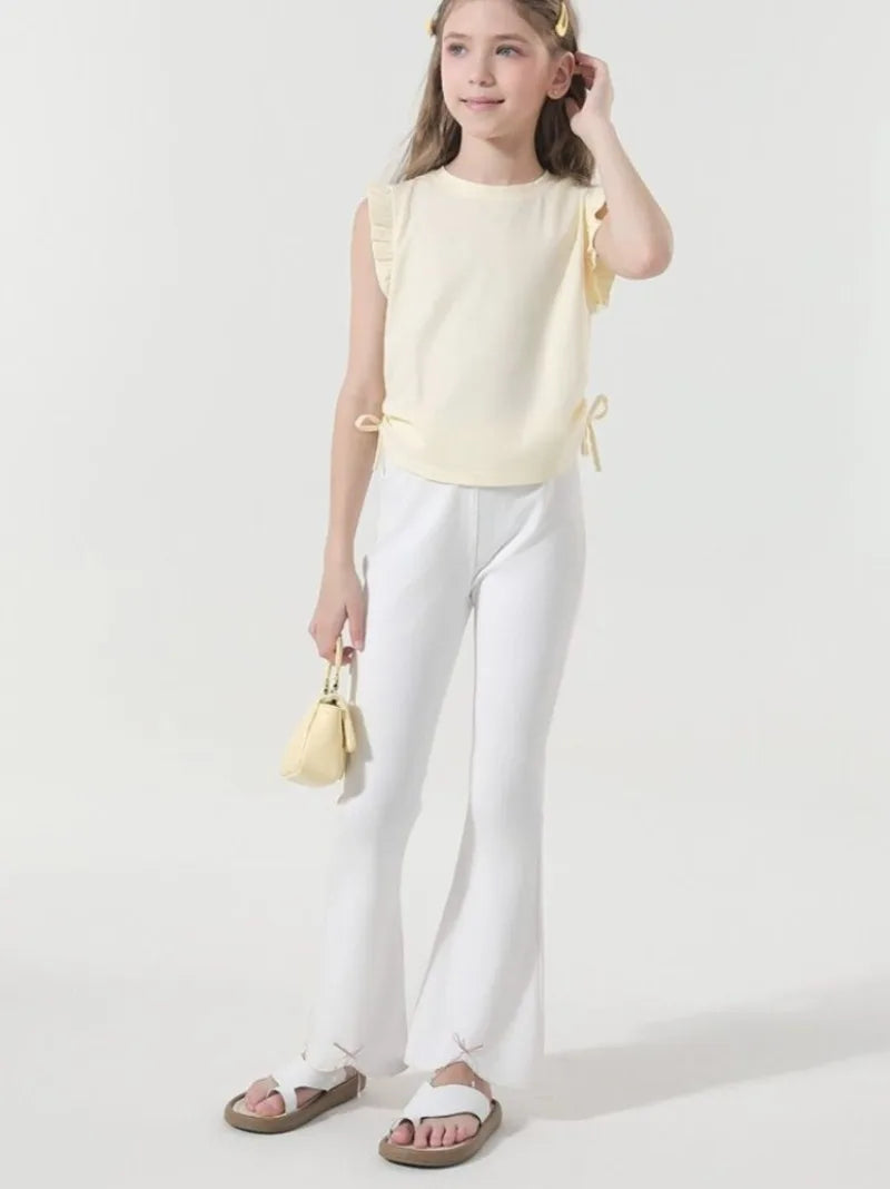 2026 New Girls' Summer Lightweight Elastic Bell Bottom Pants Stylish Baby Wear