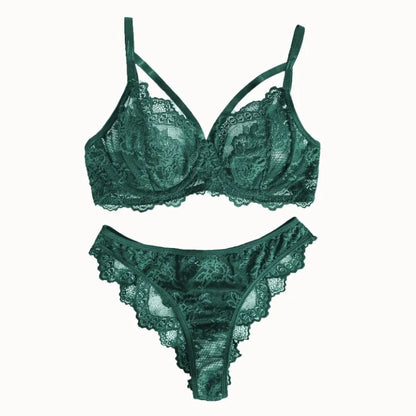 Women's Lingerie & Underwear， Eyelash Sxy Fancy Lace Strapping Underwire Bra &  Brazilian Panties ， Sexy Style