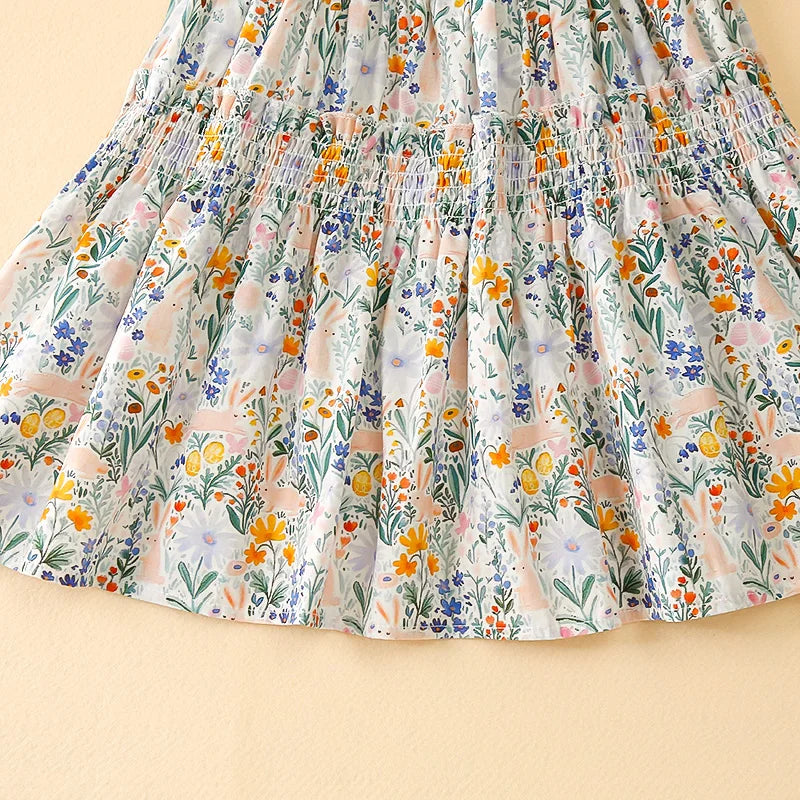 Sweet Girls Summer Floral Fairy Dress Children's Vest Cotton Skirt Suspender Dresses Soft Skin-friendly 1-7 Y Kids' Clothing