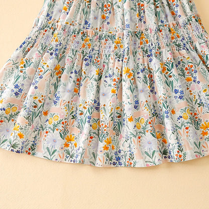 Sweet Girls Summer Floral Fairy Dress Children's Vest Cotton Skirt Suspender Dresses Soft Skin-friendly 1-7 Y Kids' Clothing