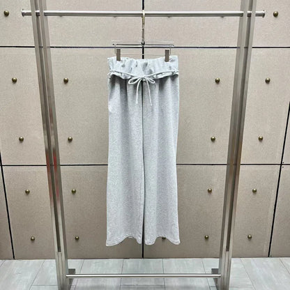 Women's pants New low waisted straight leg pants for autumn 2026 Lotus leaf edge drawstring wide leg pants casual pants trousers