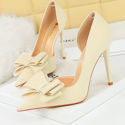 BIGTREE Shoes Bowknot Women Pumps Fashion High Heels Women Shoes Sexy Party Shoes Stilettos Office Shoes Silks Satins Lady Heels