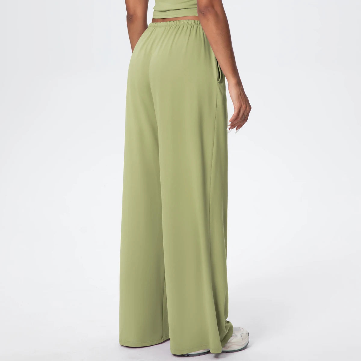 Loose Breathable Yoga Full Length Wide Leg Pants Solid Color Naked Feel Fitness Sports Woman Quick Drying Gym Pencil Pants