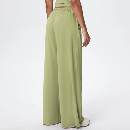 Loose Breathable Yoga Full Length Wide Leg Pants Solid Color Naked Feel Fitness Sports Woman Quick Drying Gym Pencil Pants