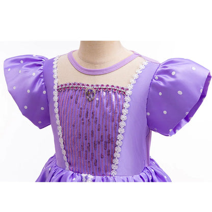 2026 Disney Sofia Princess Dress For Girl Summer Dress Birthday Carnival Party Sophia Sleeve Fluffy Ball Dress + Accessories
