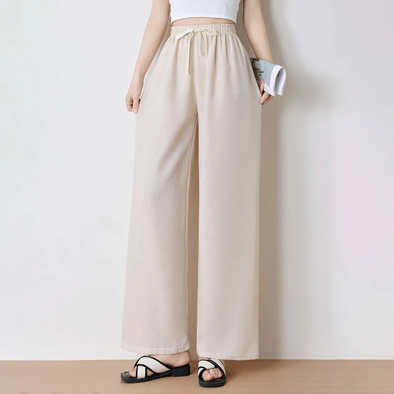 Women's Loose Thin Pants 2026 Casual Classic Solid Color Cool Soft Women's High Elasticity Daily Casual Plus Size Pants