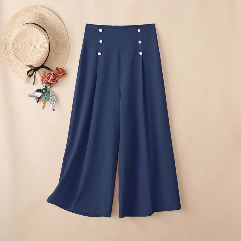 ZANZEA Summer Women High Waist Officewear Pants Stylish Pleated Trousers Elegant Casual Solid Loose Wide Leg Pantalon Streetwear