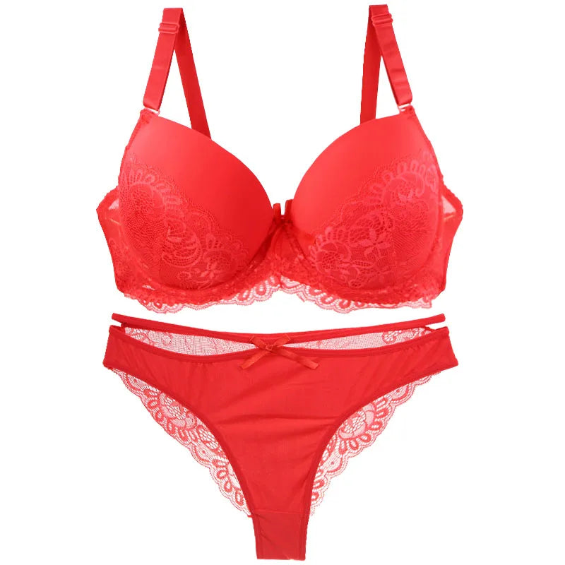 Nouvell Seamless Sexy Lace Pus Up Bras Panties Sets 34/75 36/80 38/85 40/90 42/95 44/100 BCDE Underwear Plus Size Lingerie