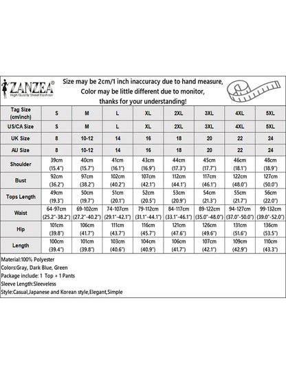 ZANZEA Women's Streetwear 2 Pieces Pant Sets 2026 Summer Fashion Sleeveless Halter Tops & Elastic Waist Pants Suits 2PCS Outfits