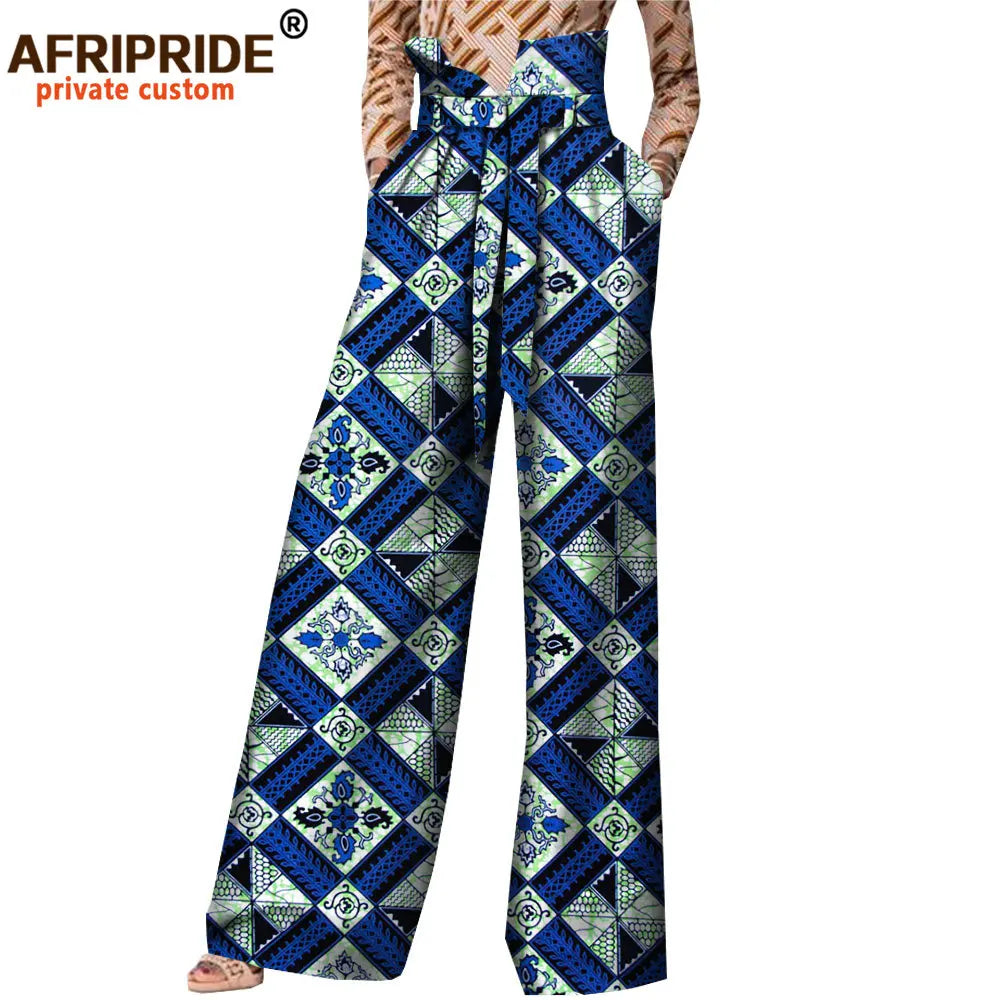 2026African Pants for Women Plus Size Wear Trousers Customzied High Waist Full Length Back Zipper Pants with Sashes A1821002