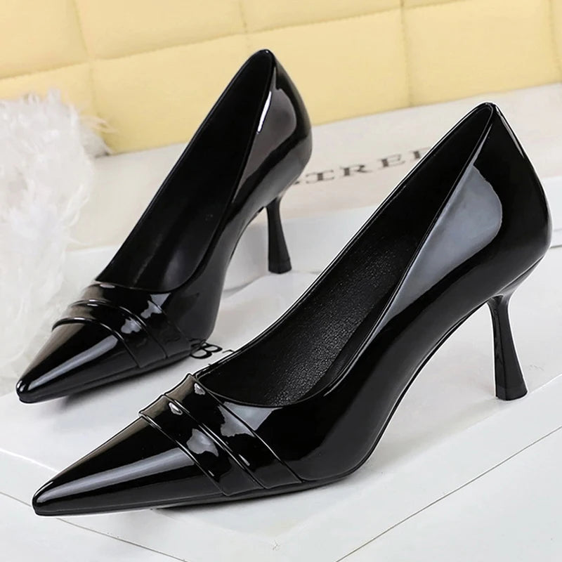 BIGTREE Shoes Women Pumps Patent Leather High Heels Women Shoes Pointed Kitten Heels 6.5 Cm Sexy Party Shoes Ladies Heels 2026
