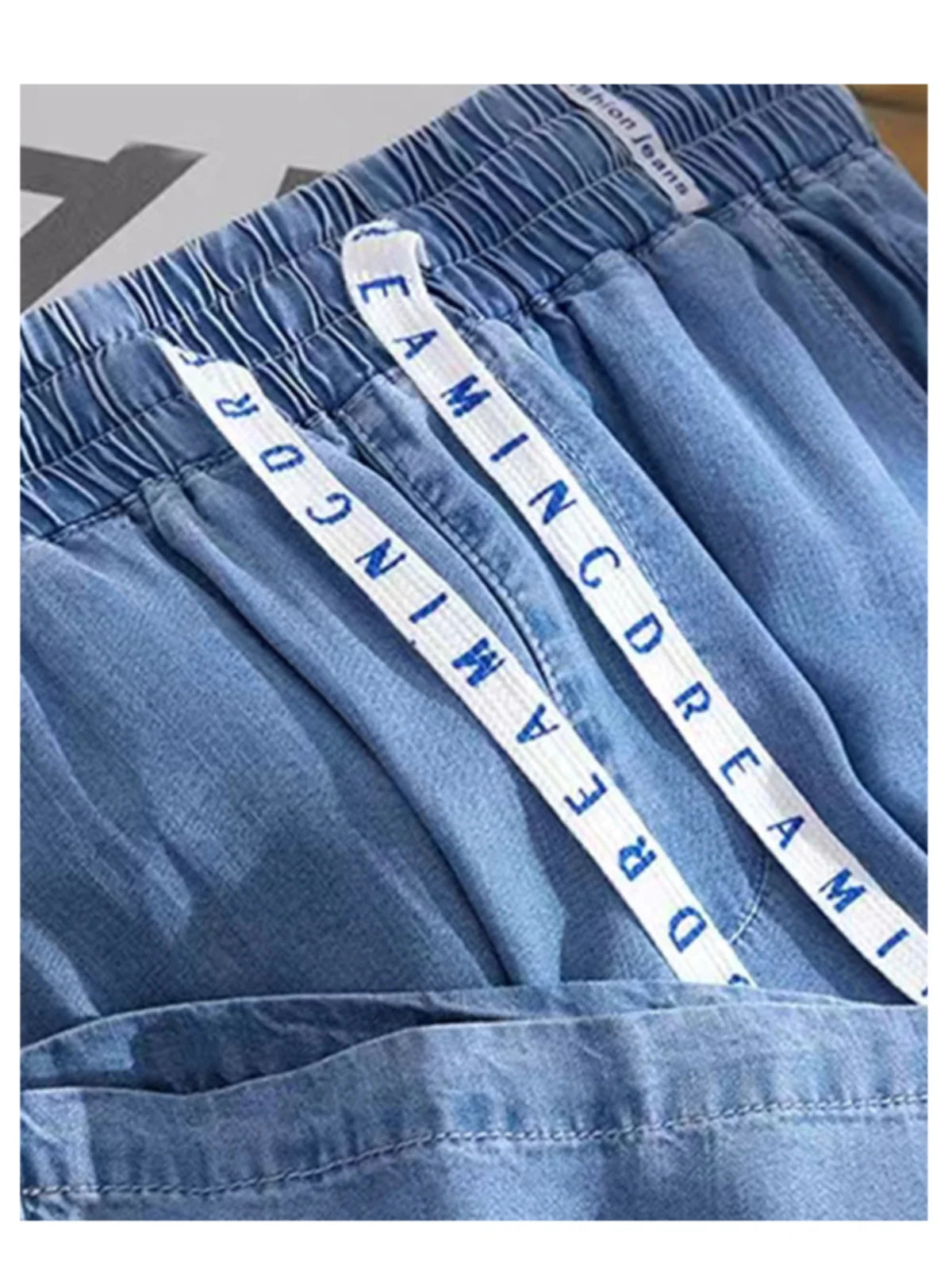 Cara CLUB plus Size Silk Denim Pants Women Summer Loose Wide Leg Straight Cut Trousers Pear Body Shape Commute Style Korean V...