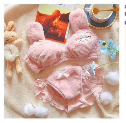 Girls lolita plush bra underwear my melody bralette push up brassiere  wirefree warm kawaii bra underpants seamless lingerie