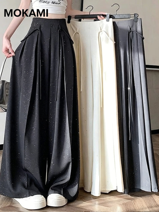 New High Waist Wide Leg Suit Pants Women Casual Loose Long Drapey Fashionable Trousers