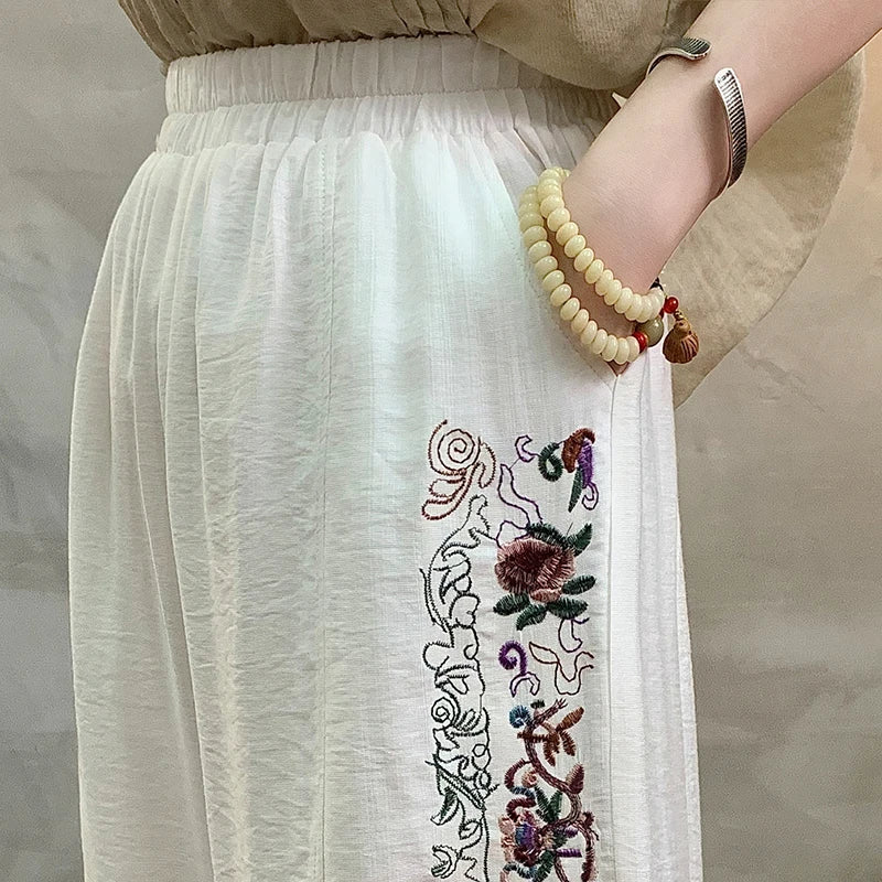Fashionable Cotton And Linen Lantern Pants For Women's Daily Wear, Plus Size Casual Loose Elastic Waist Pants, High-quality