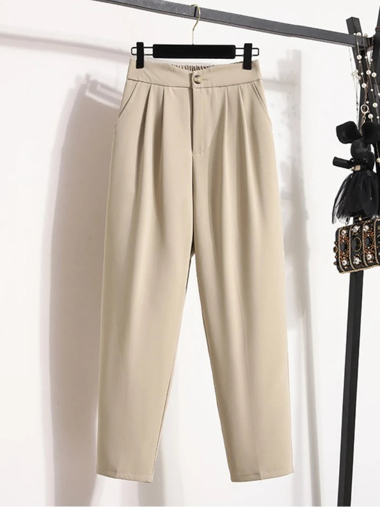 High Quality Korean Style Straight Trousers Plus Size Pants Woman Autumn Winter 2026 New Arrival High Waist Suit Pants