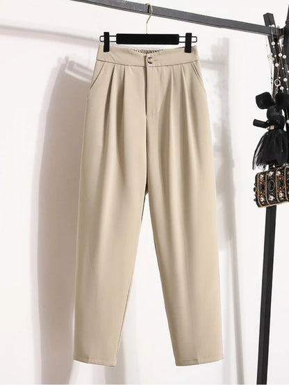 High Quality Korean Style Straight Trousers Plus Size Pants Woman Autumn Winter 2026 New Arrival High Waist Suit Pants